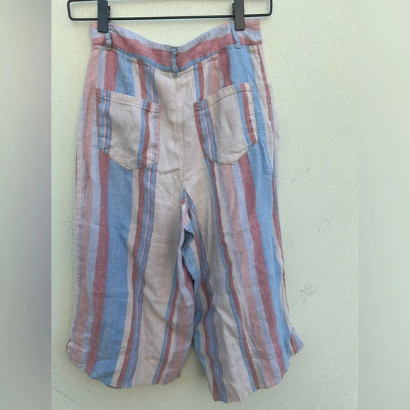 Anthropologie Linen Cotton Striped High Waist Wide Leg Pants size 32 - Picture 6 of 7